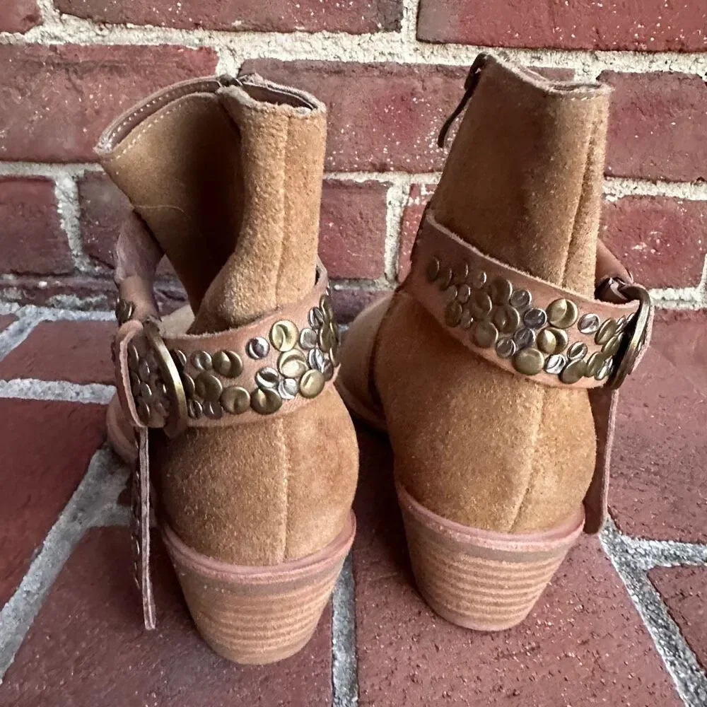 Antelope $239 Demi Leather Ankle Boots Western Zip Womens EU 38 US 7.5-8 NEW